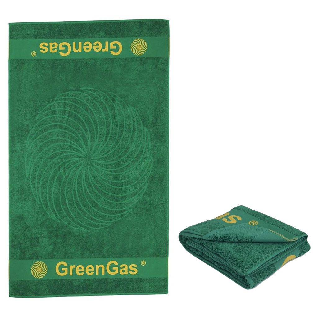 Recznik mikrofibra z bordiura greengas zielony z logo