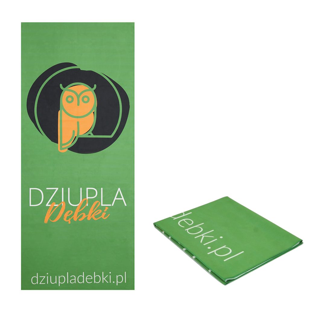 Recznik z mikrofibry 220g z full nadrukiem dziupa zielony