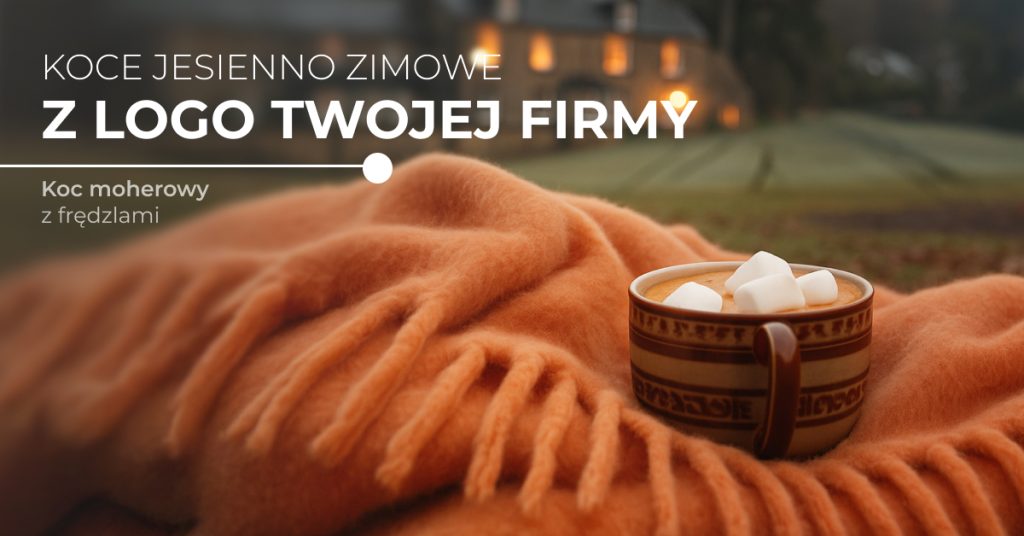 koc jesienno zimowy moher z frędzlami