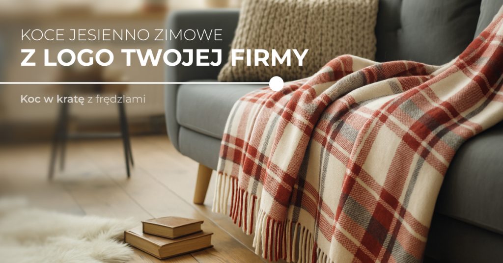 koc jesienno zimowy w kratę z frędzlami-1