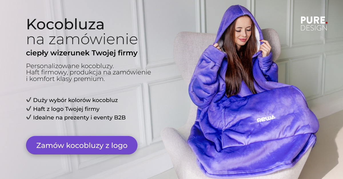 kocobluza fioletowa z logo firmy na zamówienie