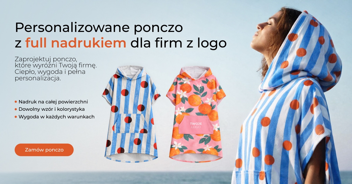 ponczo full nadruk z logo firmy personalizacja