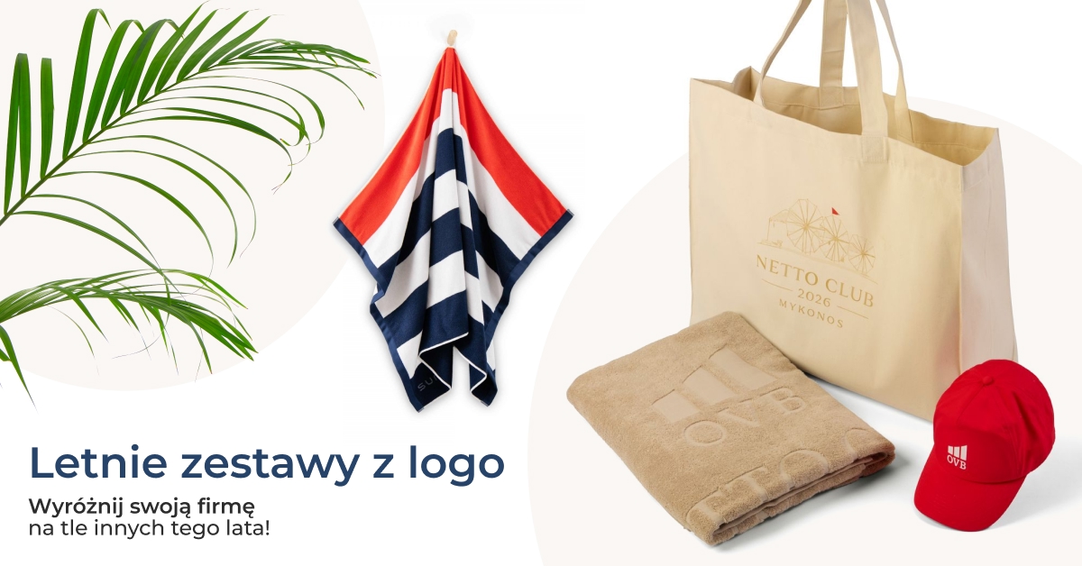 zestaw ręcznik torba z logo firmy lato wakacje gadżet zestawy dla marek_1200x628 baner