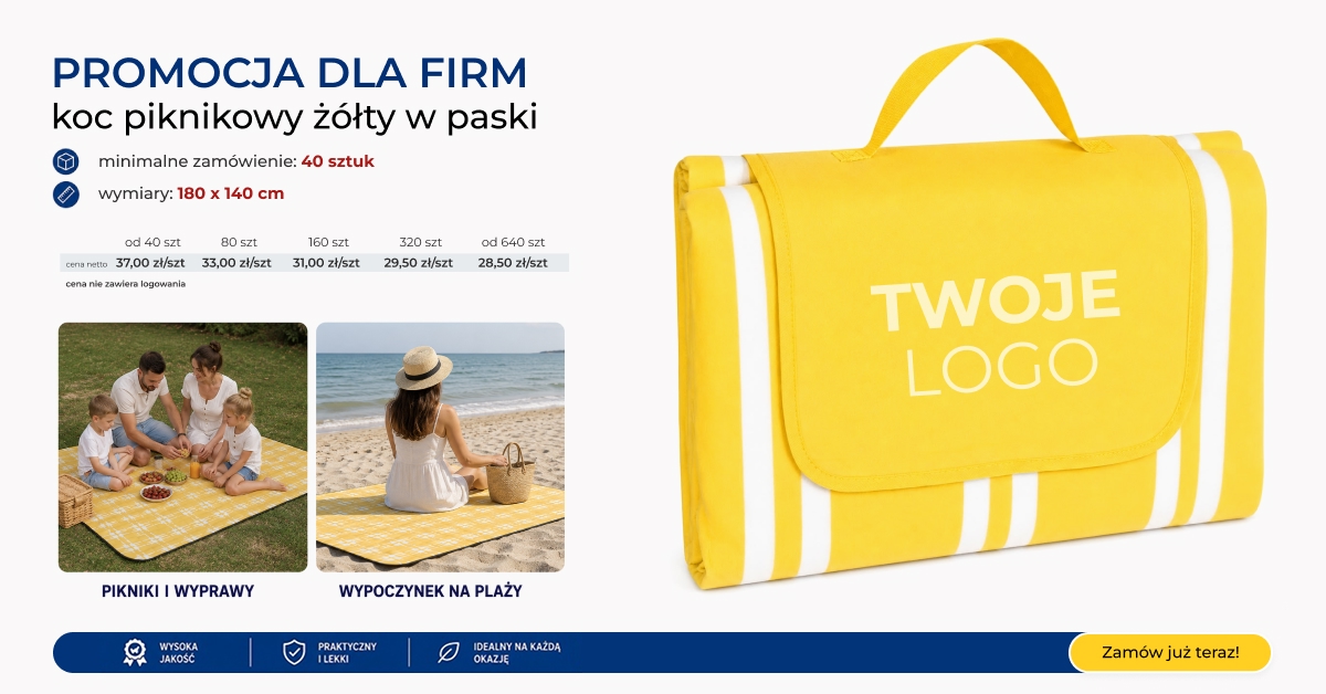 koc piknikowy żółty dla firm z logo wakacje prezent promocja marka_1200x628 baner