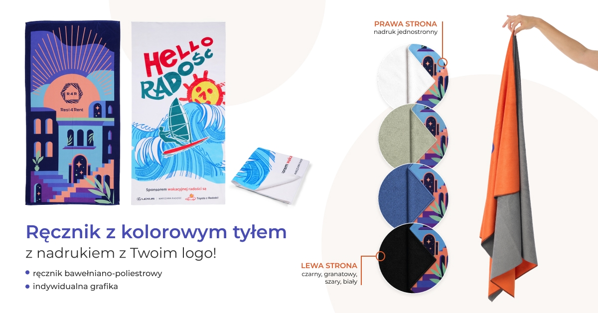 ręcznik reklamowy bawełna poliester nadruk kolorowy na zamówienie dla firm z logo_1200x628 baner